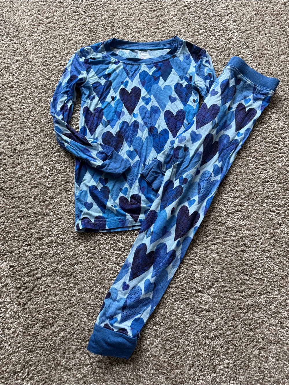 Little Sleepies Blue Heart-Print Pajama Set - Long Sleeve Top & Pants